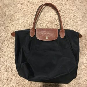 Longchamp le pliage medium tote brown and black